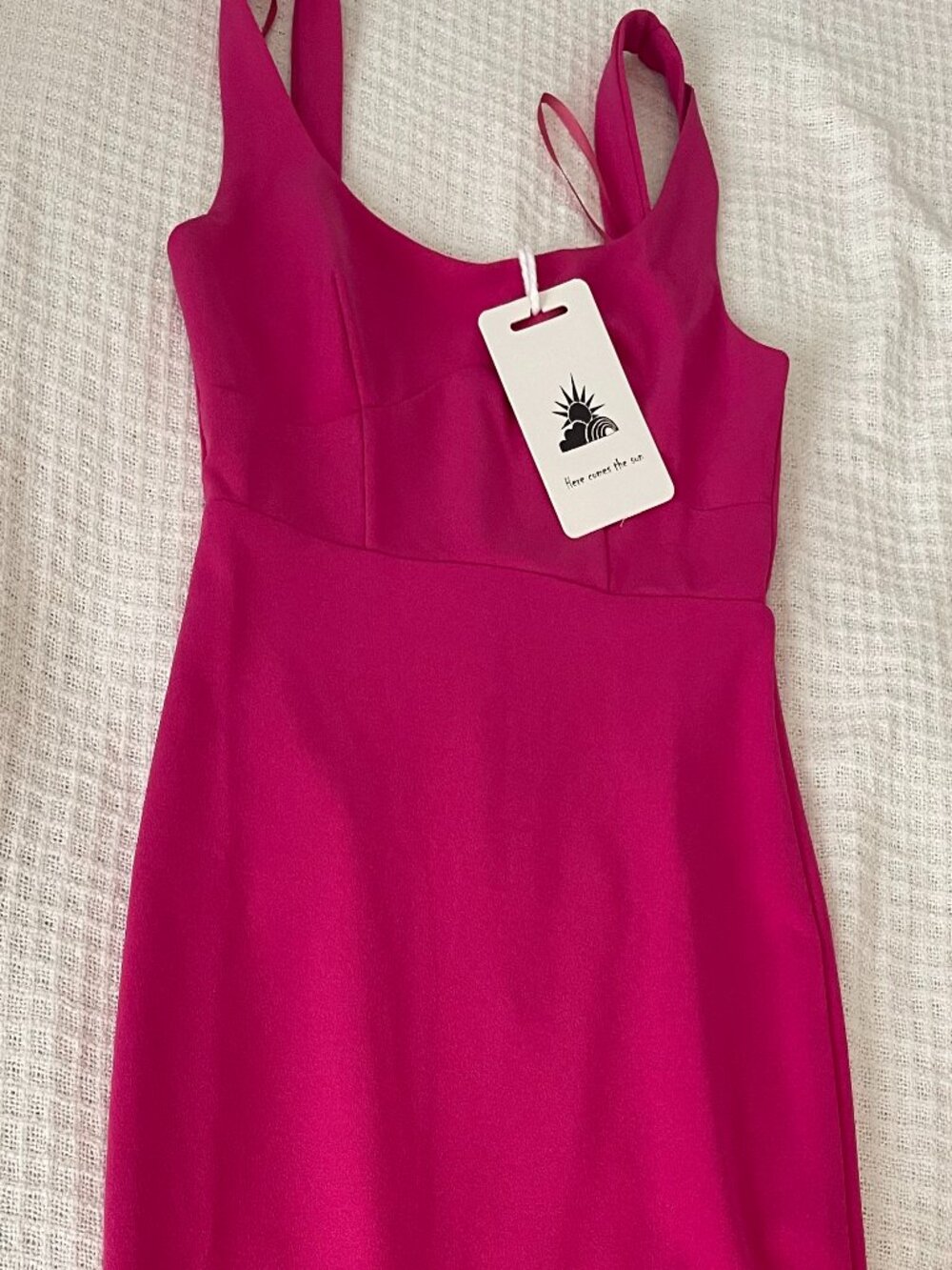 NWT Hello Molly Fuschia Bodycon Midi Dress slit in the back Small